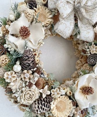 引き揃え糸と木ノ実のリース 引き揃え糸と木ノ実のリース